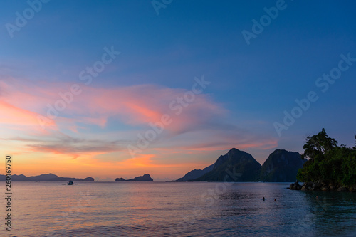 El Nido Philippines, Asia -Colorful sunset over the sea