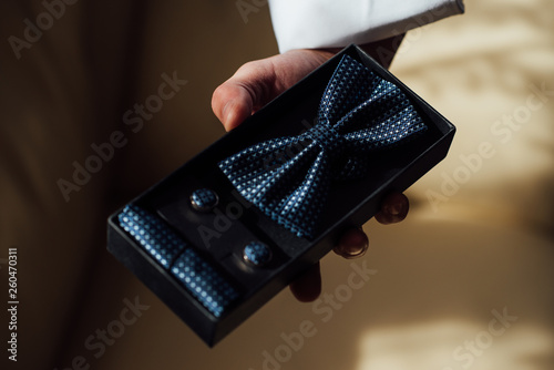 Groom bow-tie in an elegant box
