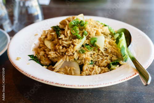 Thai fried rice with chicken and vegetables
