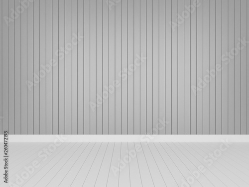 gray wood wall with white wood floor ,3d rendering empty room