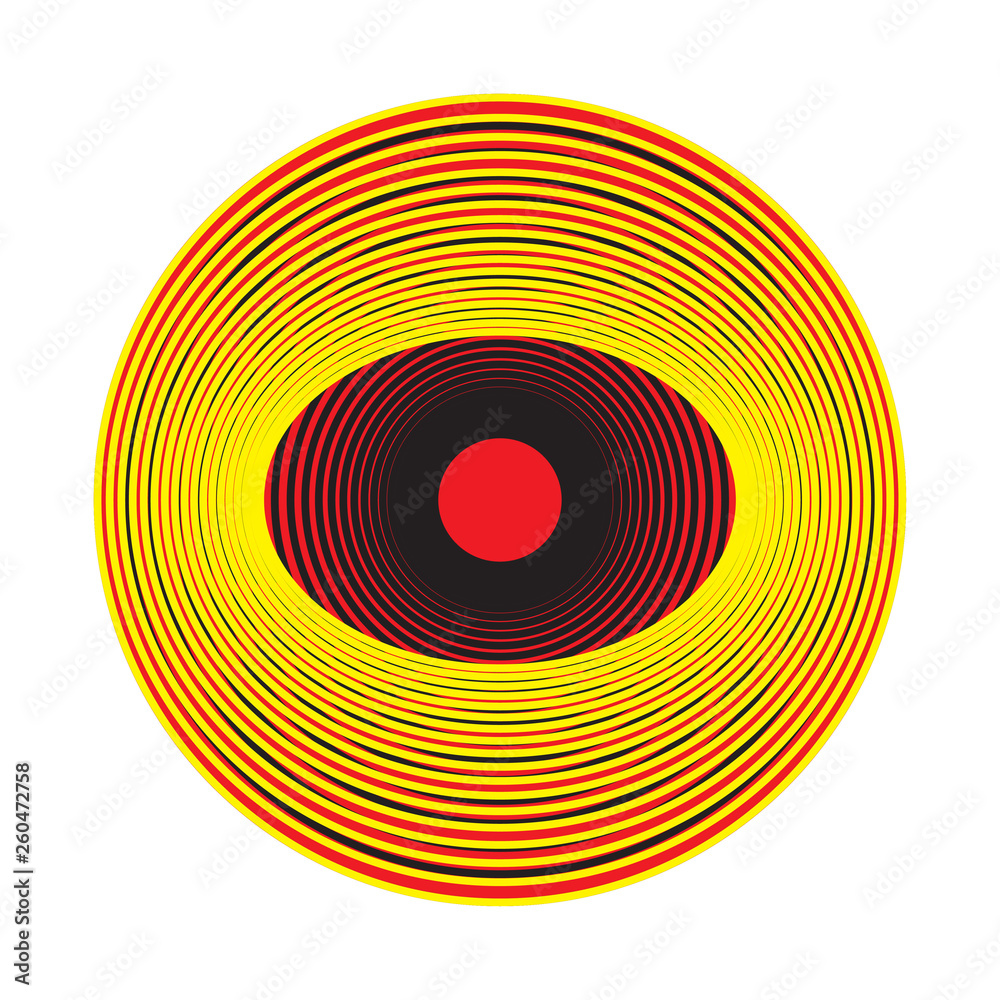 stylized eye symbol in pop yellow red on white stylized eye symbol in pop yellow red on white