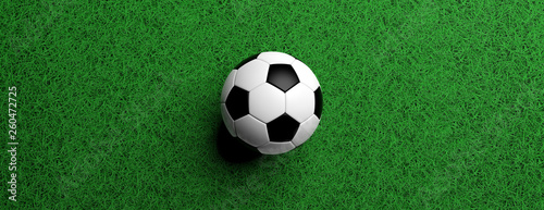 Football, soccer ball, white and black color on green lawn, 3d illustration © Rawf8