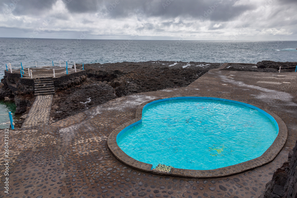 San Andres Spain. 03-08-2019. Natural pools filled with water sea at San Andres, La Palma. Canary Islands.