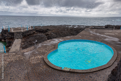 San Andres Spain. 03-08-2019. Natural pools filled with water sea at San Andres, La Palma. Canary Islands.