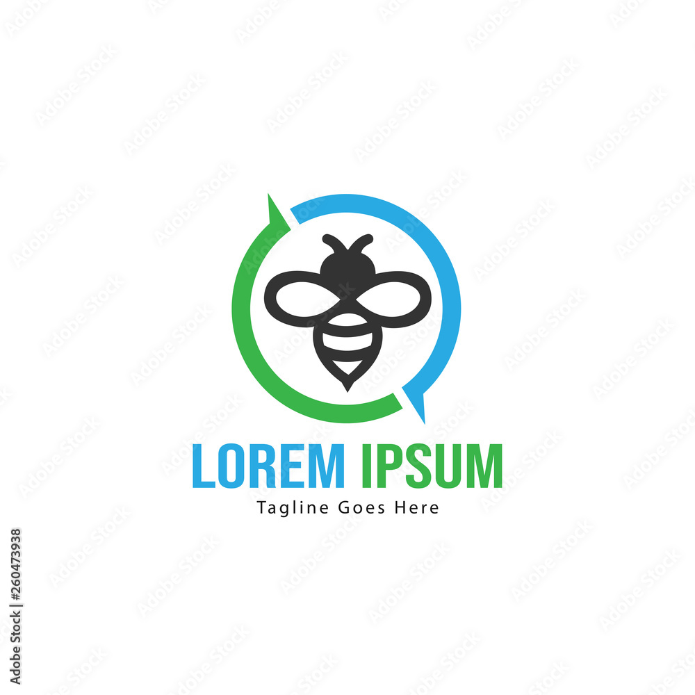 Bee logo template design. Minimalist bee logo with modern frame Bee logo template design. Minimalist bee logo with modern frame