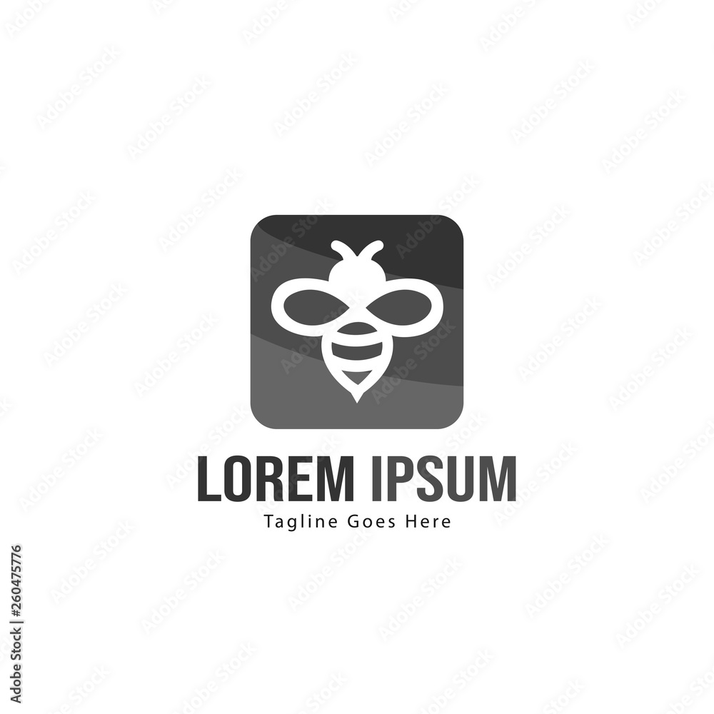 Bee logo template design. Minimalist bee logo with modern frame Bee logo template design. Minimalist bee logo with modern frame