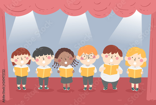 Kids Choral Reading Stage Illustration