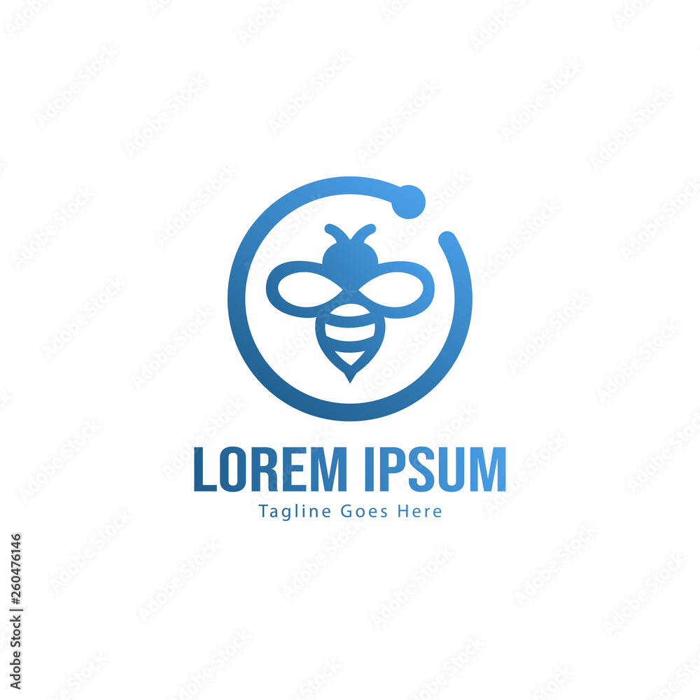 Bee logo template design. Minimalist bee logo with modern frame Bee logo template design. Minimalist bee logo with modern frame