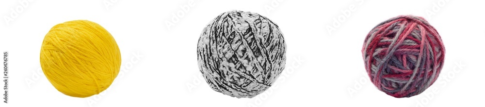 Obraz premium Yarn Balls. Isolated on White Background.