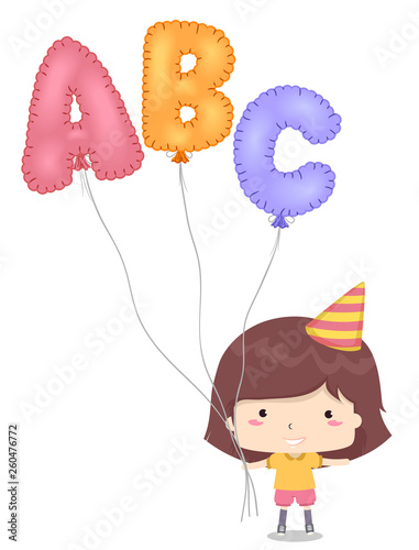 Kid Girl Mylar Balloon Illu...