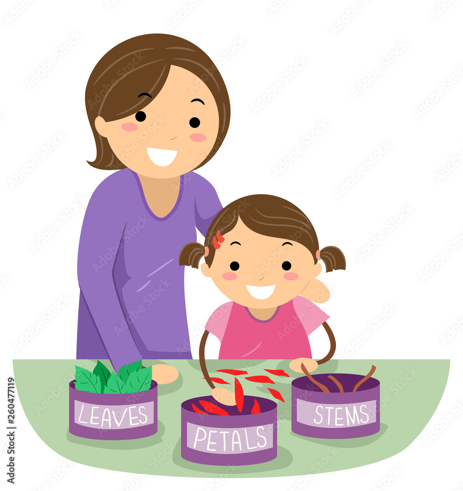 Stickman Kid Girl Mom Sort Flower Home School Stickman Kid Girl Mom Sort Flower Home School
