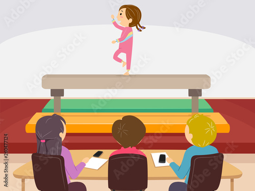 Stickman Kid Girl Qatar Judges Illustration