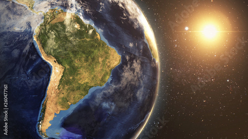 Quadro em tela Earth  From Space At South America