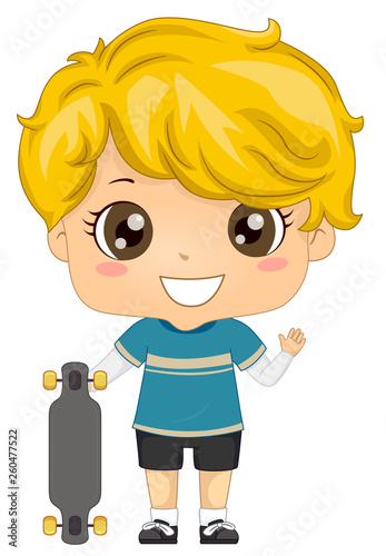 Kid Boy Long Board Illustration