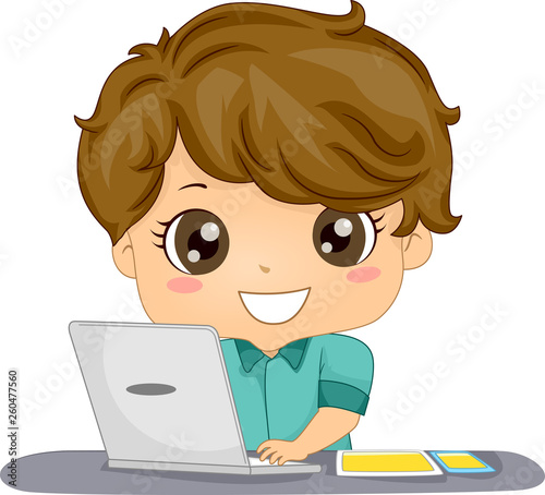 Kid Boy Mobile App Developer Illustration