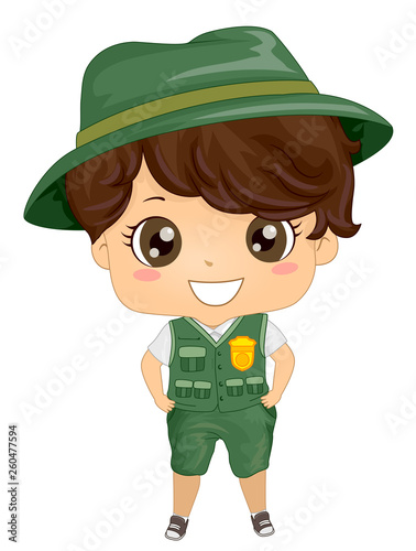 Kid Boy Park Ranger Uniform Illustration