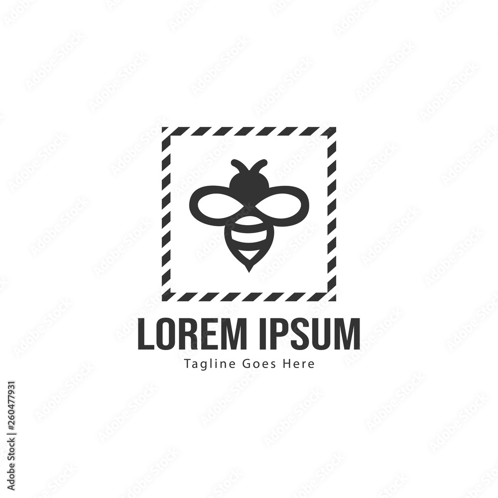 Bee logo template design. Minimalist bee logo with modern frame Bee logo template design. Minimalist bee logo with modern frame