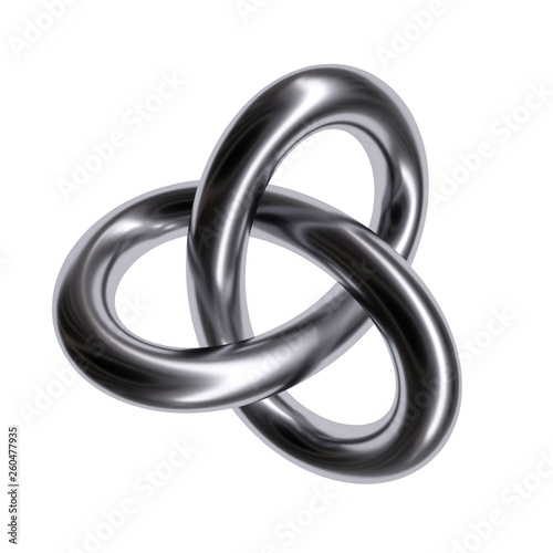 Metal torus knot isolated on white background. 3d image