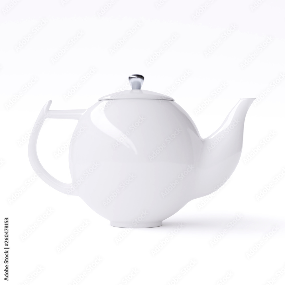 White ceramic teapot isolated on white background. 3d image White ceramic teapot isolated on white background. 3d image