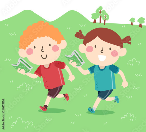 Kids Sweden Orienteering Illustration