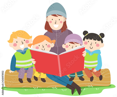 Kids Sweden Teacher Nature Class Book Illustration