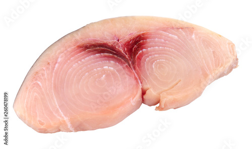 Fresh raw swordfish loin steak isolated on a white background