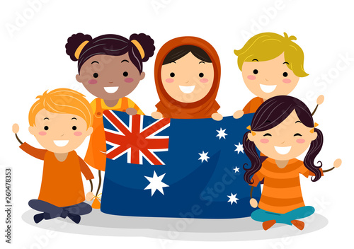 Stickman Kids Harmony Day Australia Illustration