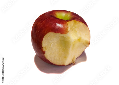 Obraz na płótnie Red bitten apple close up isolated on white background
