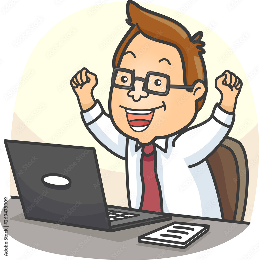 Man Laptop Success Illustration Man Laptop Success Illustration