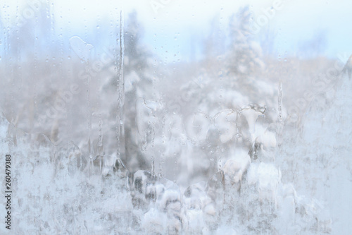 Frosty patterns on a frozen ice box in the early morning © Viktoriya09