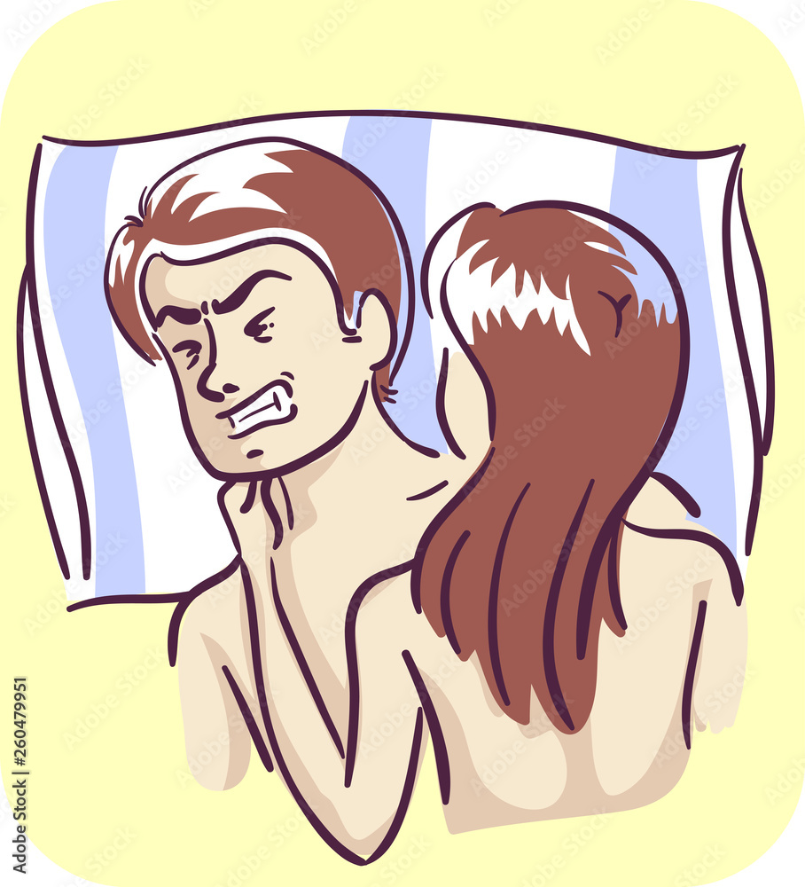 Couple Man Painful Ejaculation Sex Illustration