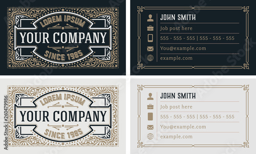 vintage  and luxury business card vector template. Retro elegant