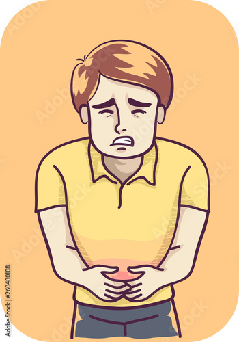 Man Burning Stomach Illustration