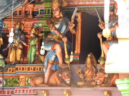 Hindu temple Muthumariamman Thevasthanam and its details on the island of Sri Lanka. photo