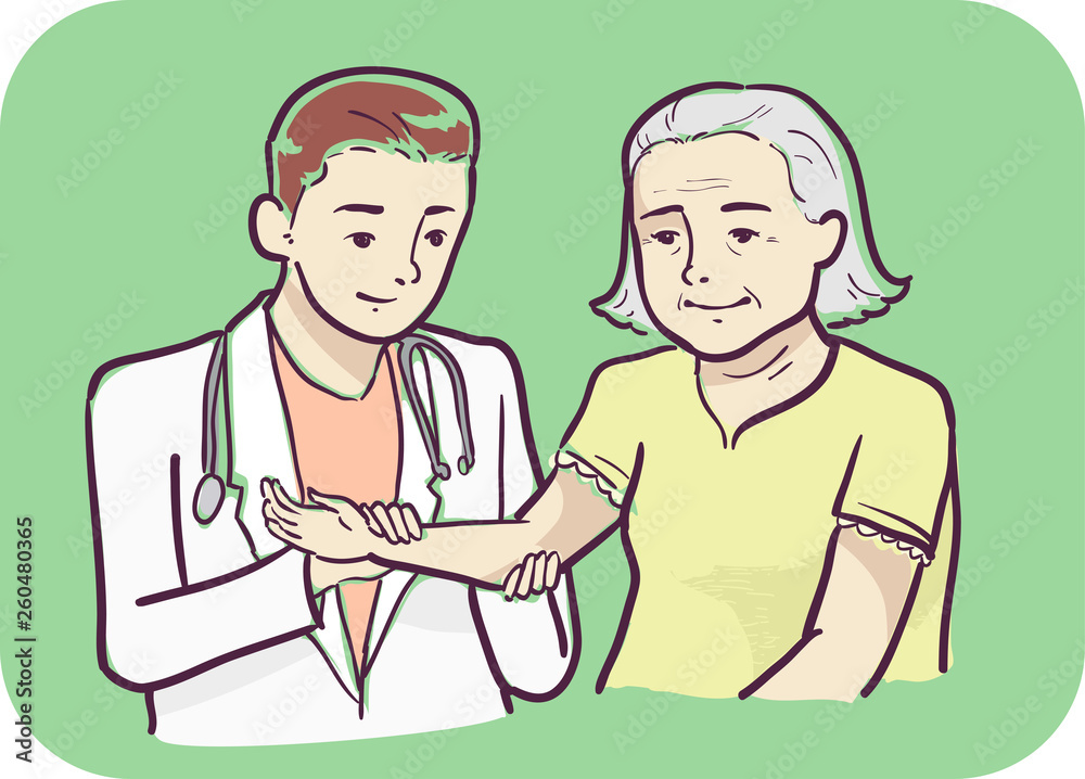 Senior Woman Joint Pain Check Up Illustration Senior Woman Joint Pain Check Up Illustration
