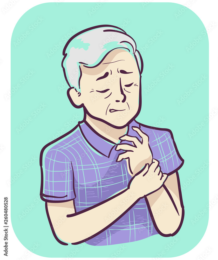 Senior Man Symptom Joint Pain Wrist Illustration Senior Man Symptom Joint Pain Wrist Illustration