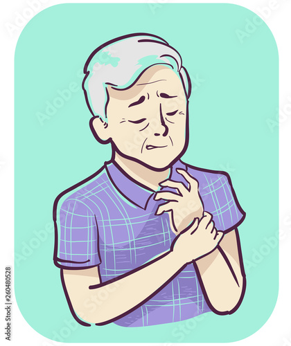 Senior Man Symptom Joint Pain Wrist Illustration