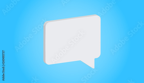 Blue background with white 3d replica or speech bubble template.