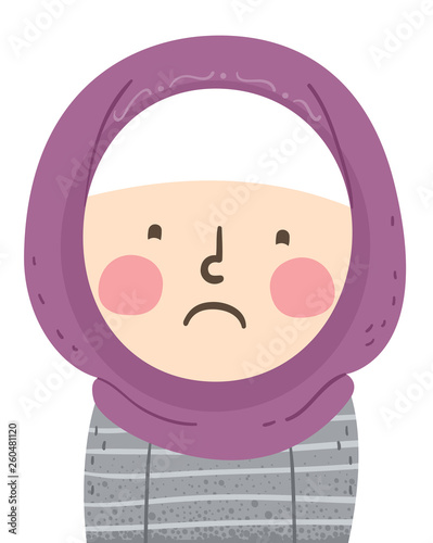 Kid Girl Muslim Sad Illustration