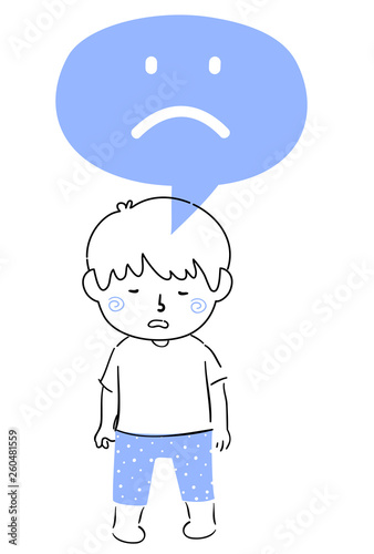 Kid Boy Doodle Sad Express Illustration