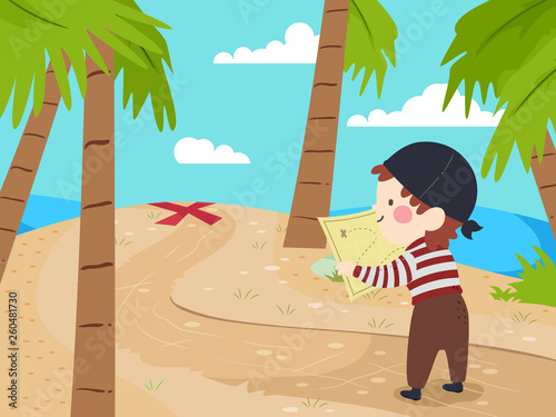 Kid Boy Pirate Find Spot Tr...