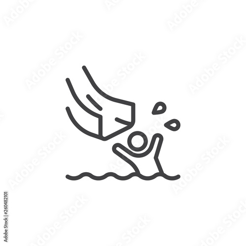 Splashing into swimming pool line icon. linear style sign for mobile concept and web design. Man on water slides in aqua park outline vector icon. Symbol, logo illustration. Pixel perfect vector 