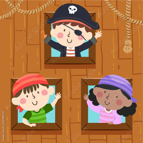 Kids Pirates Ship Window Wa...