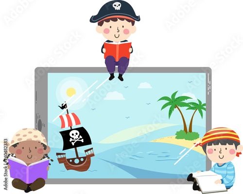 Kids Pirates Tablet Reading...