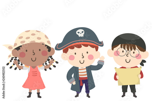 Kids Pirate Wave Captain Treasure Map Illustration