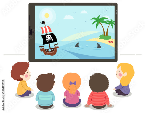 Kids Tablet Watch Pirate Story Illustration
