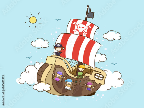 Stickman Kids Pirates Float...