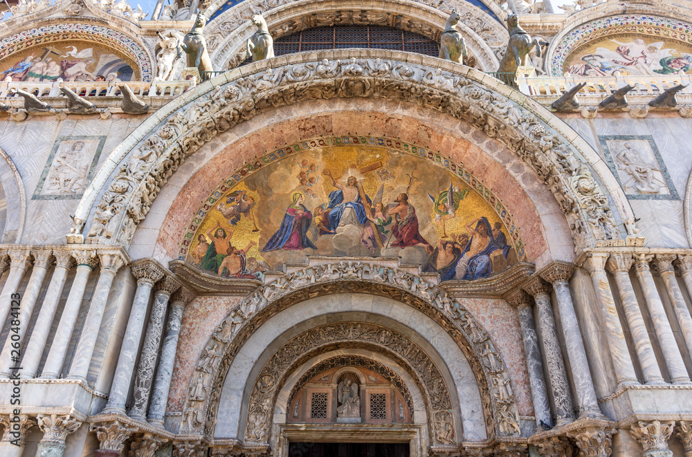 Italy, Venice, details and view of the Basilica of San Marco