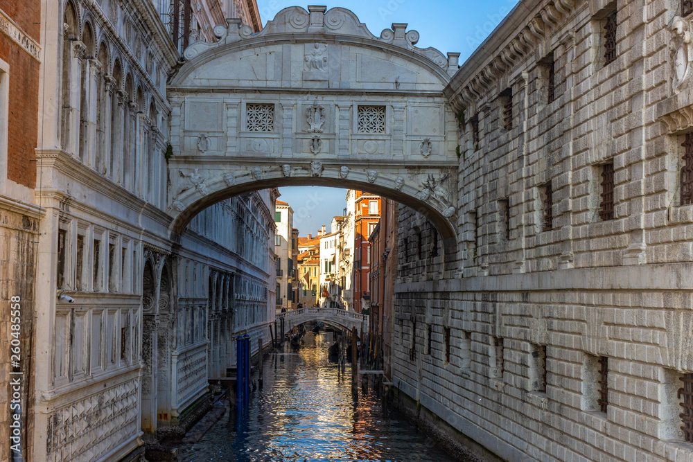 Italy, Venice, view of the bridge of sighs.