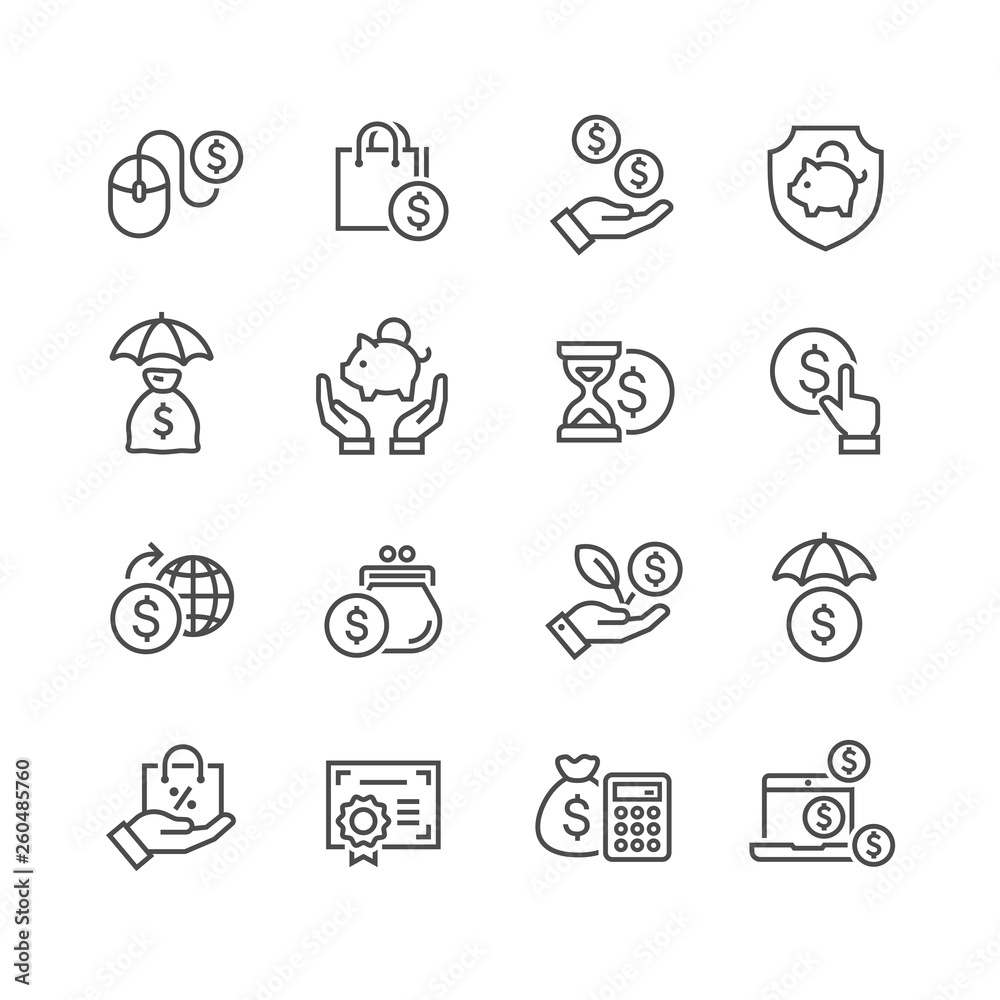 money and finance icon set